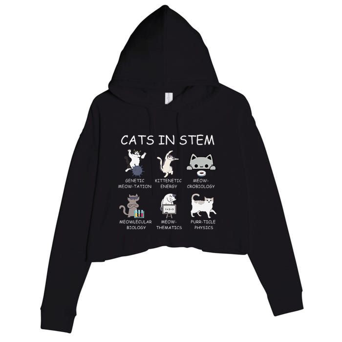 Funny Science Meme Cats In Stem Scientist Nerd Cat Lover Crop Fleece Hoodie