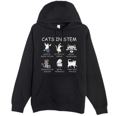Funny Science Meme Cats In Stem Scientist Nerd Cat Lover Premium Pullover Hoodie