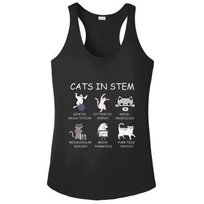 Funny Science Meme Cats In Stem Scientist Nerd Cat Lover Ladies PosiCharge Competitor Racerback Tank