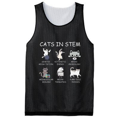 Funny Science Meme Cats In Stem Scientist Nerd Cat Lover Mesh Reversible Basketball Jersey Tank