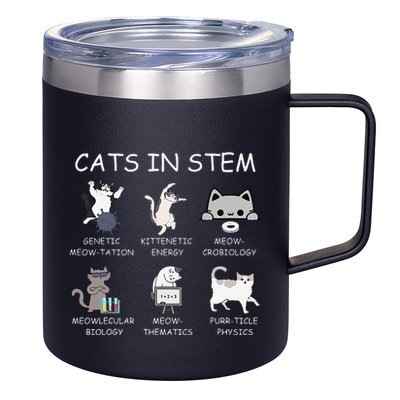 Funny Science Meme Cats In Stem Scientist Nerd Cat Lover 12oz Stainless Steel Coffee Mug