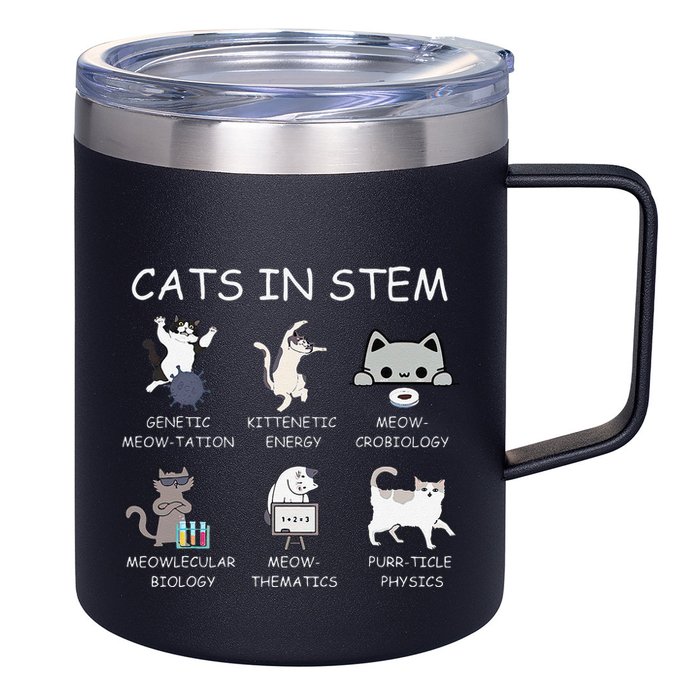 Funny Science Meme Cats In Stem Scientist Nerd Cat Lover 12oz Stainless Steel Coffee Mug