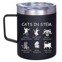 Funny Science Meme Cats In Stem Scientist Nerd Cat Lover 12oz Stainless Steel Coffee Mug