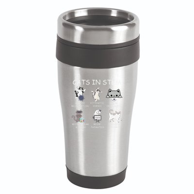 Funny Science Meme Cats In Stem Scientist Nerd Cat Lover 16oz Travel Tumbler