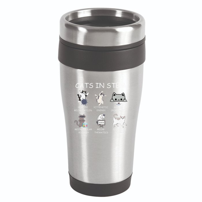Funny Science Meme Cats In Stem Scientist Nerd Cat Lover 16oz Travel Tumbler