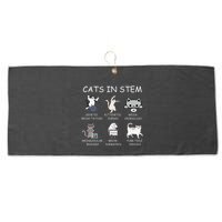 Funny Science Meme Cats In Stem Scientist Nerd Cat Lover Large Microfiber Waffle Golf Towel