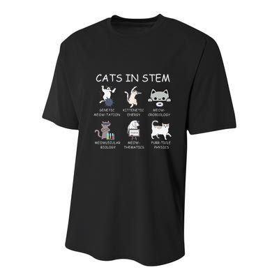 Funny Science Meme Cats In Stem Scientist Nerd Cat Lover Youth Performance Sprint T-Shirt