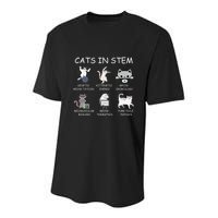 Funny Science Meme Cats In Stem Scientist Nerd Cat Lover Youth Performance Sprint T-Shirt