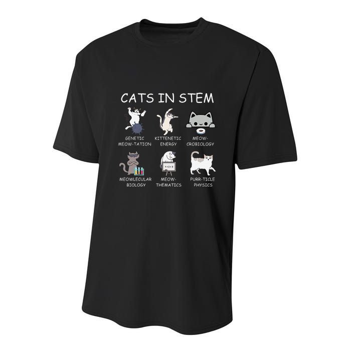 Funny Science Meme Cats In Stem Scientist Nerd Cat Lover Youth Performance Sprint T-Shirt
