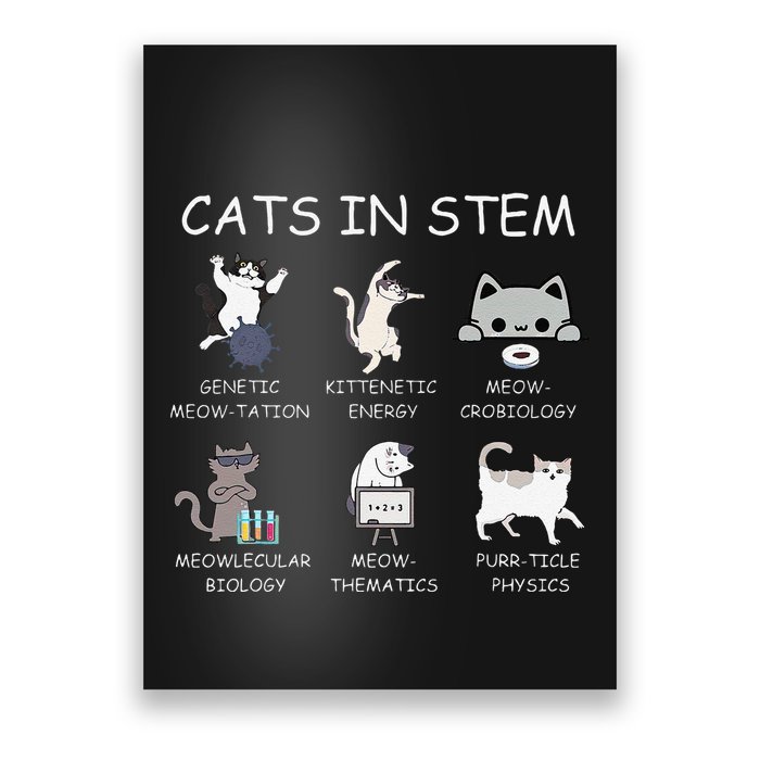 Funny Science Meme Cats In Stem Scientist Nerd Cat Lover Poster