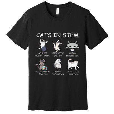 Funny Science Meme Cats In Stem Scientist Nerd Cat Lover Premium T-Shirt
