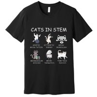 Funny Science Meme Cats In Stem Scientist Nerd Cat Lover Premium T-Shirt