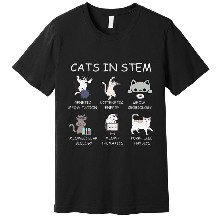 Funny Science Meme Cats In Stem Scientist Nerd Cat Lover Premium T-Shirt
