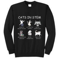 Funny Science Meme Cats In Stem Scientist Nerd Cat Lover Tall Sweatshirt