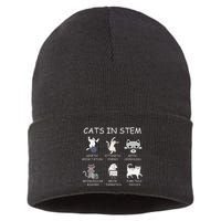 Funny Science Meme Cats In Stem Scientist Nerd Cat Lover Sustainable Knit Beanie