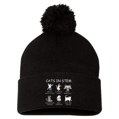 Funny Science Meme Cats In Stem Scientist Nerd Cat Lover Pom Pom 12in Knit Beanie