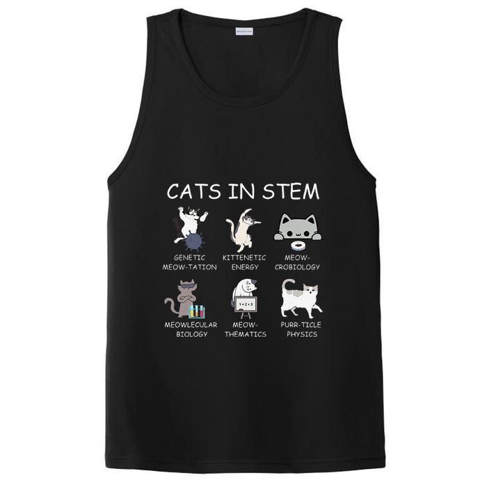 Funny Science Meme Cats In Stem Scientist Nerd Cat Lover PosiCharge Competitor Tank