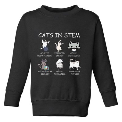 Funny Science Meme Cats In Stem Scientist Nerd Cat Lover Toddler Sweatshirt