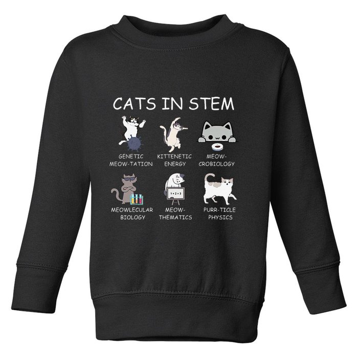 Funny Science Meme Cats In Stem Scientist Nerd Cat Lover Toddler Sweatshirt