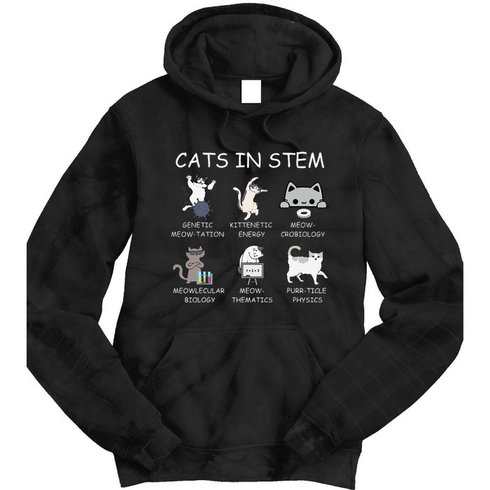 Funny Science Meme Cats In Stem Scientist Nerd Cat Lover Tie Dye Hoodie