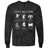 Funny Science Meme Cats In Stem Scientist Nerd Cat Lover Tie-Dye Long Sleeve Shirt