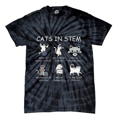 Funny Science Meme Cats In Stem Scientist Nerd Cat Lover Tie-Dye T-Shirt