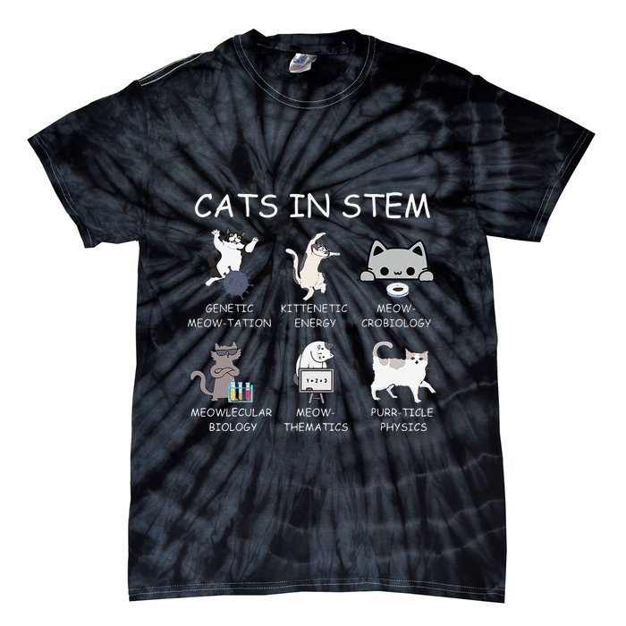Funny Science Meme Cats In Stem Scientist Nerd Cat Lover Tie-Dye T-Shirt