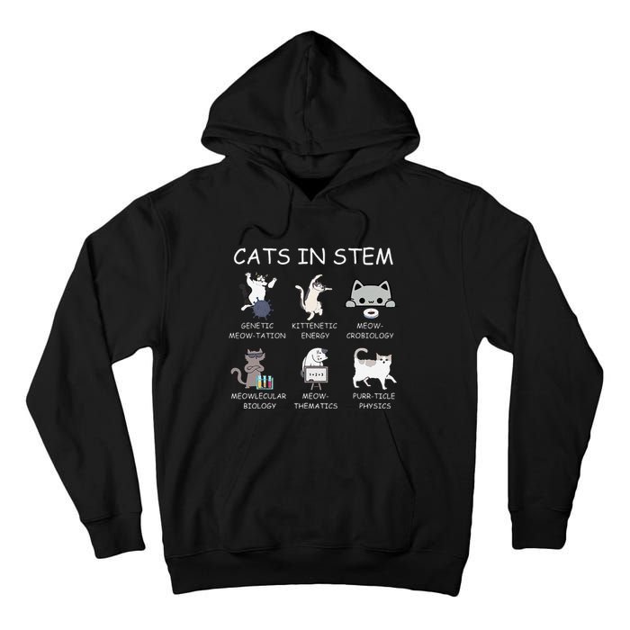 Funny Science Meme Cats In Stem Scientist Nerd Cat Lover Tall Hoodie