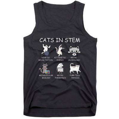 Funny Science Meme Cats In Stem Scientist Nerd Cat Lover Tank Top