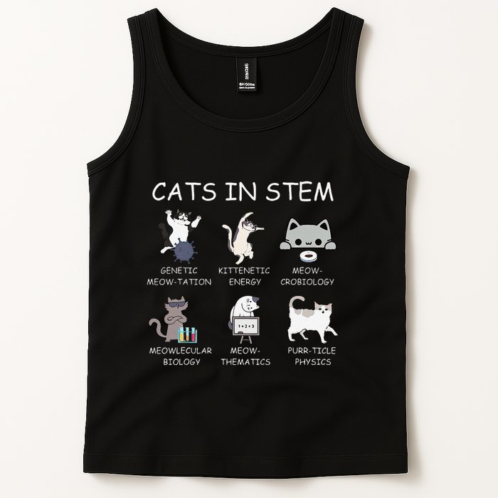 Funny Science Meme Cats In Stem Scientist Nerd Cat Lover Tank Top