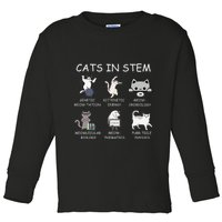 Funny Science Meme Cats In Stem Scientist Nerd Cat Lover Toddler Long Sleeve Shirt
