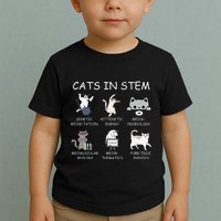 Funny Science Meme Cats In Stem Scientist Nerd Cat Lover Toddler T-Shirt