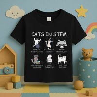 Funny Science Meme Cats In Stem Scientist Nerd Cat Lover Toddler T-Shirt