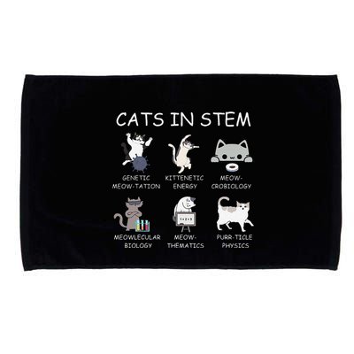 Funny Science Meme Cats In Stem Scientist Nerd Cat Lover Microfiber Hand Towel