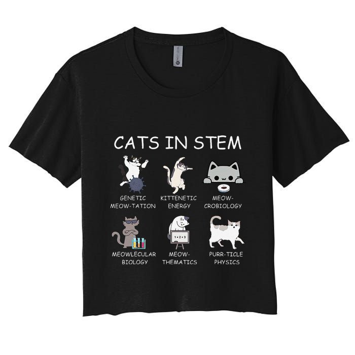 Funny Science Meme Cats In Stem Scientist Nerd Cat Lover Crop Top