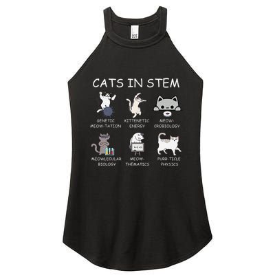Funny Science Meme Cats In Stem Scientist Nerd Cat Lover Women's Perfect Tri Rocker Tank