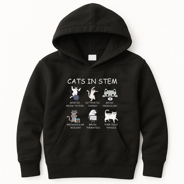 Funny Science Meme Cats In Stem Scientist Nerd Cat Lover Kids Hoodie