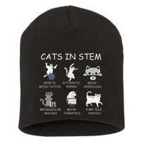 Funny Science Meme Cats In Stem Scientist Nerd Cat Lover Short Acrylic Beanie
