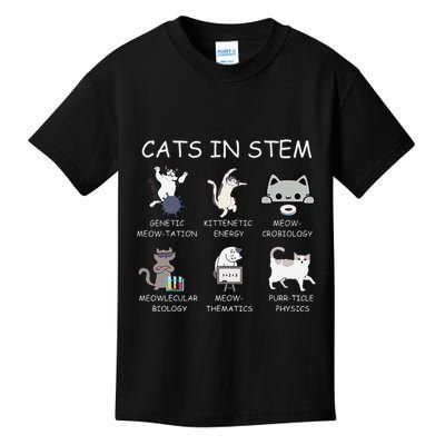 Funny Science Meme Cats In Stem Scientist Nerd Cat Lover Kids T-Shirt