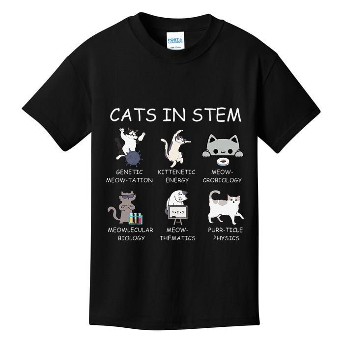 Funny Science Meme Cats In Stem Scientist Nerd Cat Lover Kids T-Shirt