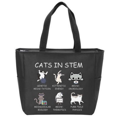 Funny Science Meme Cats In Stem Scientist Nerd Cat Lover Zip Tote Bag