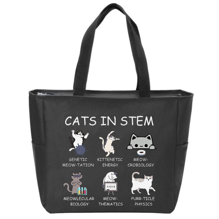 Funny Science Meme Cats In Stem Scientist Nerd Cat Lover Zip Tote Bag