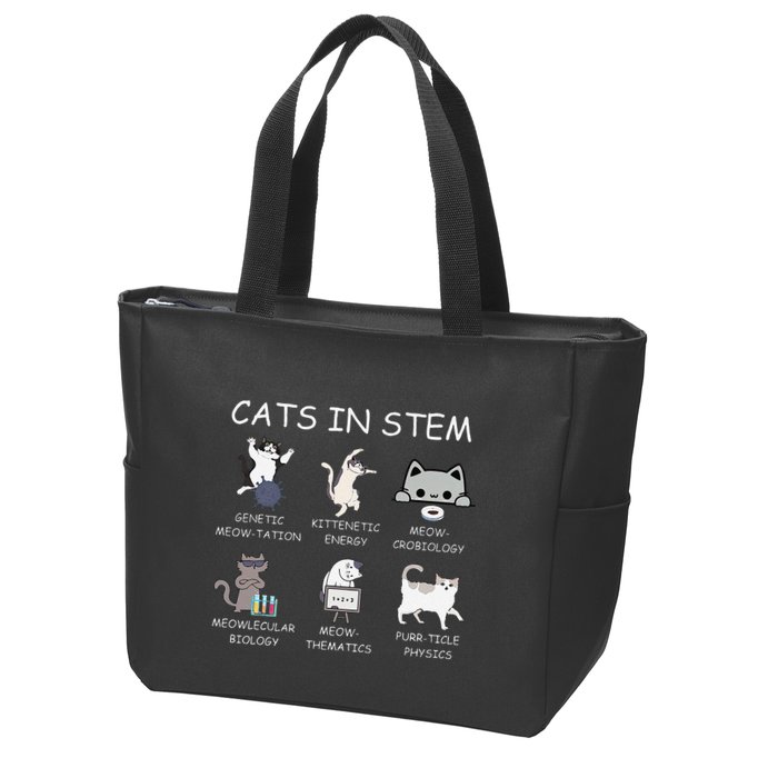 Funny Science Meme Cats In Stem Scientist Nerd Cat Lover Zip Tote Bag