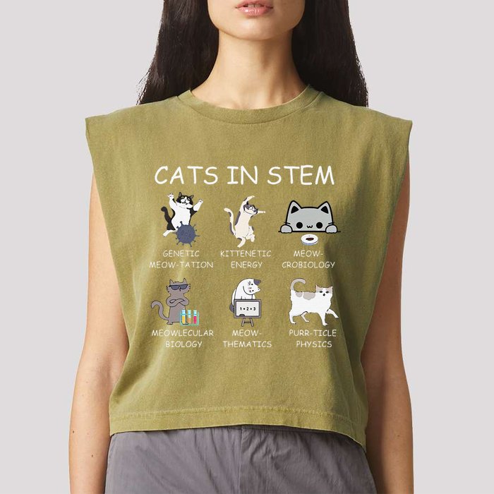 Funny Science Meme Cats In Stem Scientist Nerd Cat Lover Garment-Dyed Women's Muscle Tee