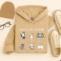 Funny Science Meme Cats In Stem Scientist Nerd Cat Lover Hoodie