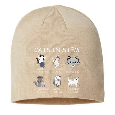 Funny Science Meme Cats In Stem Scientist Nerd Cat Lover Sustainable Beanie