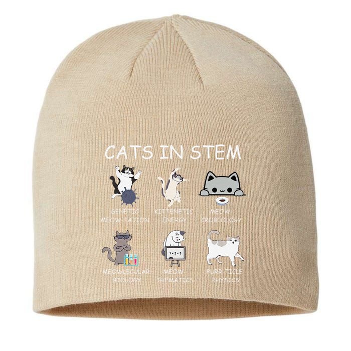 Funny Science Meme Cats In Stem Scientist Nerd Cat Lover Sustainable Beanie