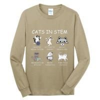 Funny Science Meme Cats In Stem Scientist Nerd Cat Lover Tall Long Sleeve T-Shirt