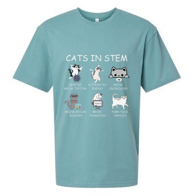 Funny Science Meme Cats In Stem Scientist Nerd Cat Lover Sueded Cloud Jersey T-Shirt