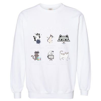Funny Science Meme Cats In Stem Scientist Nerd Cat Lover Garment-Dyed Sweatshirt